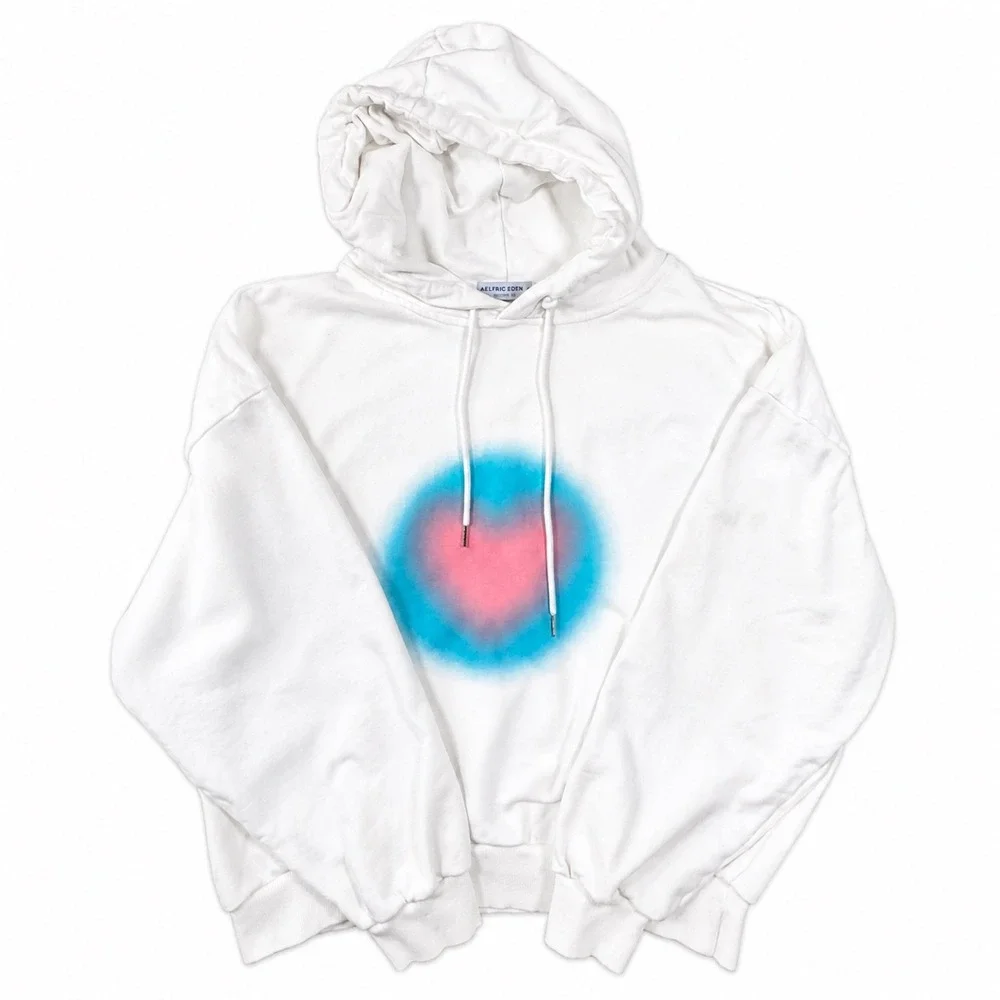 Aelfric Eden Womens Hoodie Size M White Heart Graphic Oversized Boxy Streetwear - Picture 4 of 8